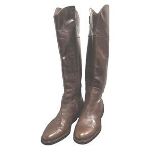 Vince Camuto Alfella Tall Leather Knee High Riding Boots Side Zip Brown Sz 10M